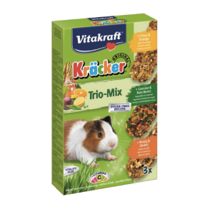Vitakraft Krcker Trio-Mix Marsvin m. Citrus/Appelsin Grntsager/Rdbede Honning/Spelt 